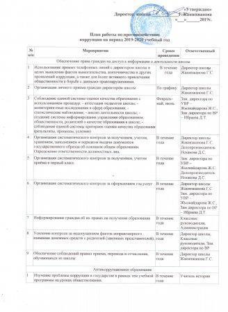 План по противодействию коррупции